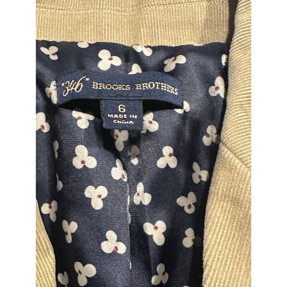 Brooks Brothers 346 Corduroy Blazer Tan Camel Elbow Patches Academic Preppy Sz 6 - Picture 6 of 9